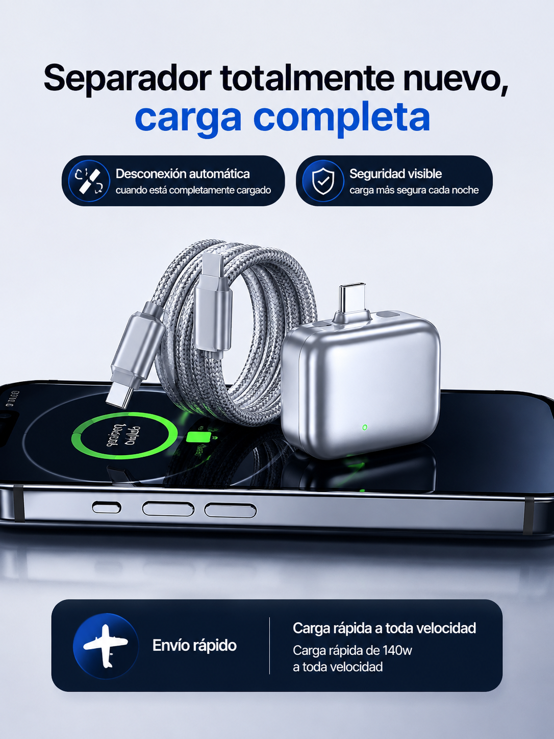 Adaptador Tipo-C de Carga Inteligente con Desconexión Automática