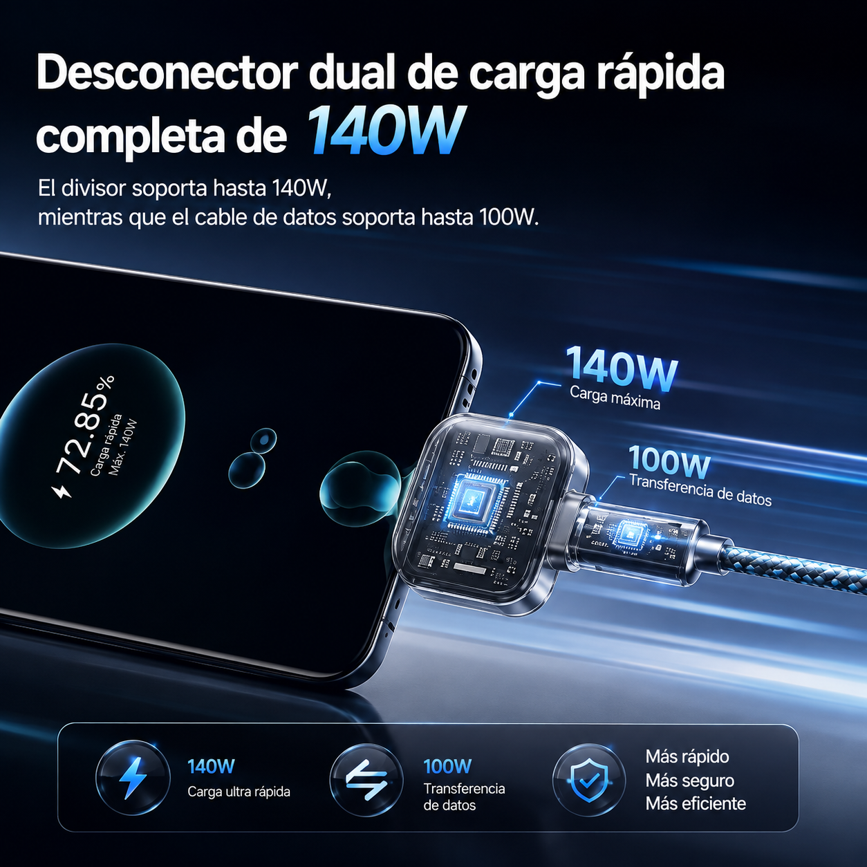 Adaptador Tipo-C de Carga Inteligente con Desconexión Automática