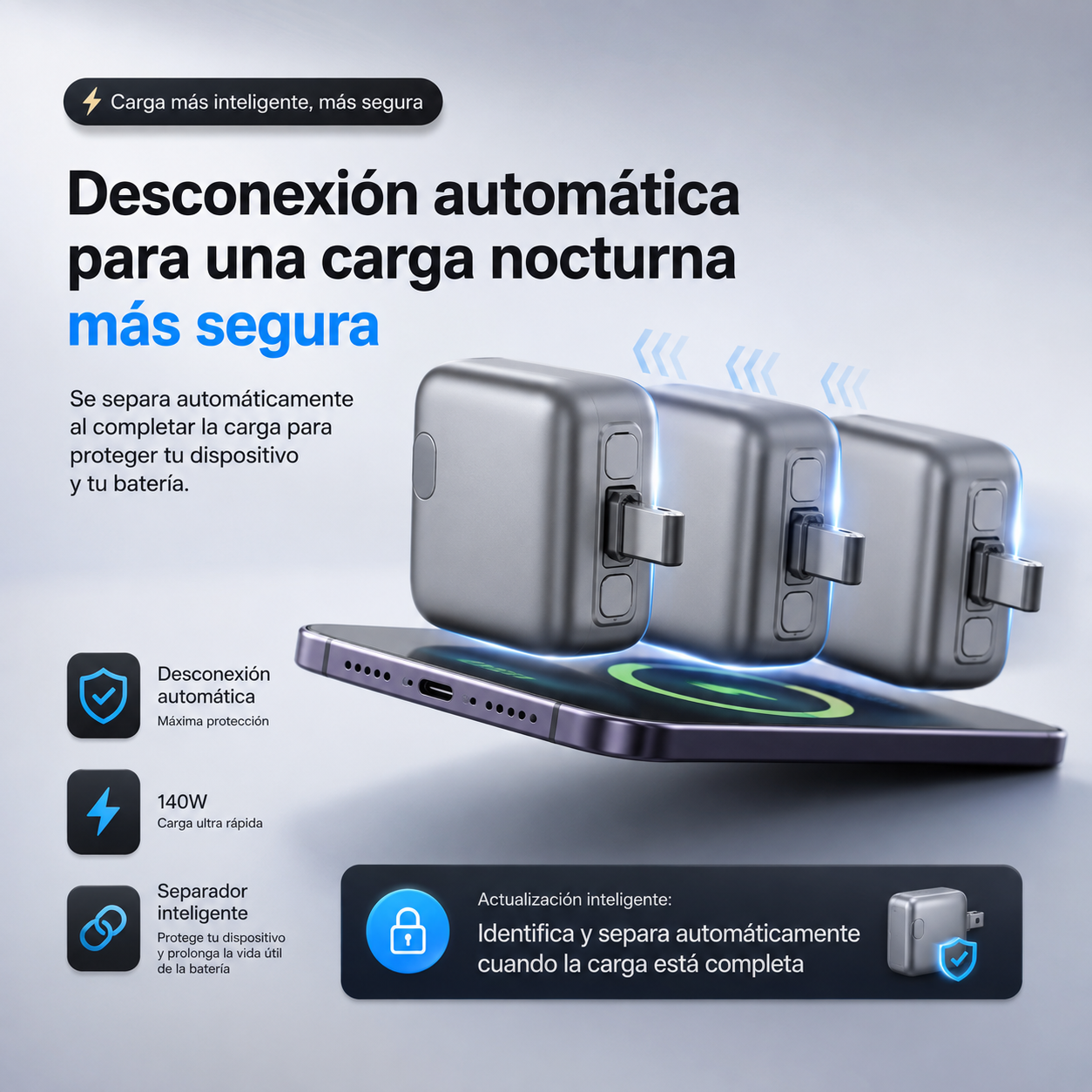 Adaptador Tipo-C de Carga Inteligente con Desconexión Automática